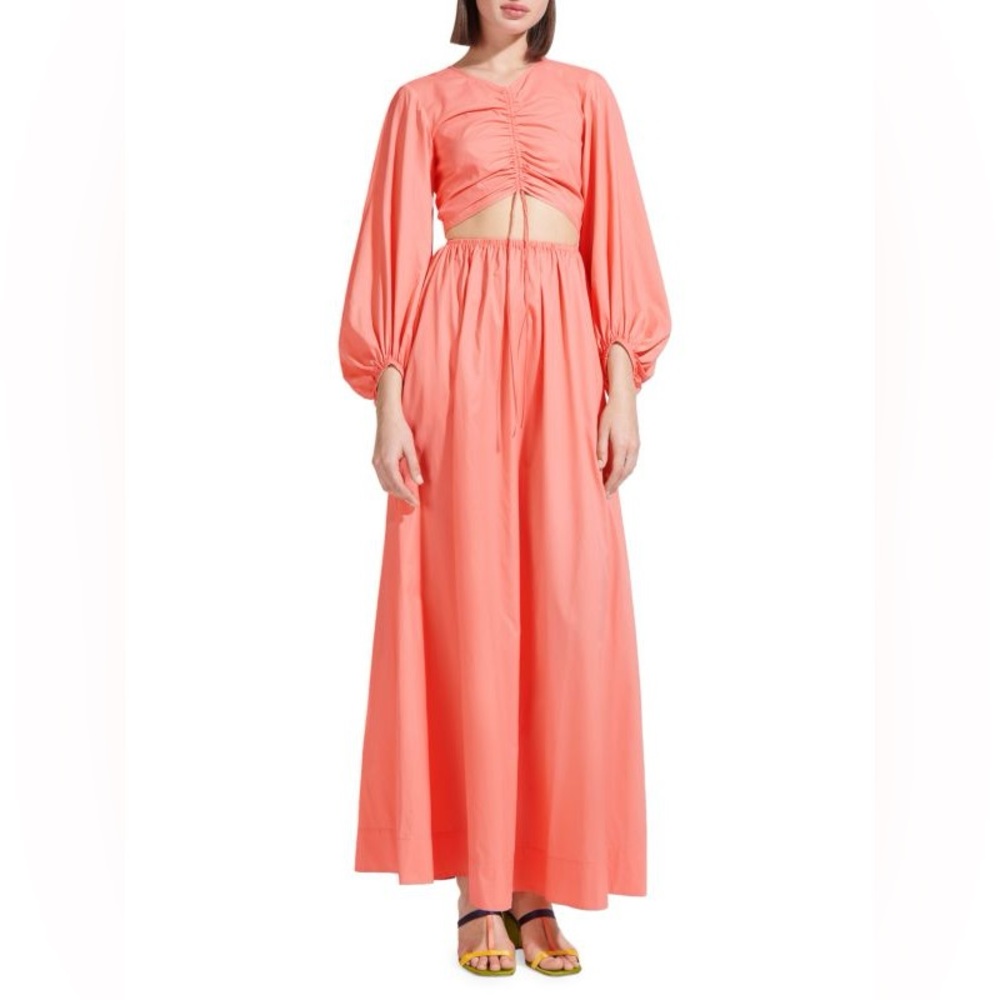 STAUD Tangier Ruched Cutout Dress